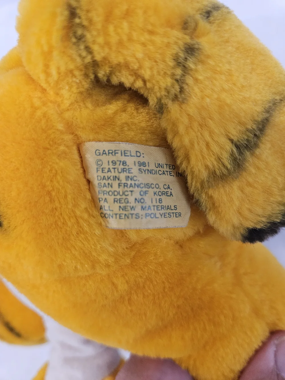 Garfield - Plush Toy with 'WHY ME?' Shirt Vintage 1980s Dakin